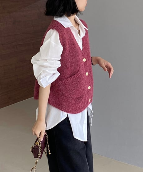 wool blend knit vest /3color　FL2734
