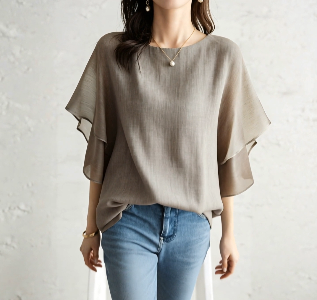 layered chiffon blouse /4color FL3463 | Flosa