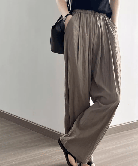 pleated thin wide leg pants /4color　FL3350