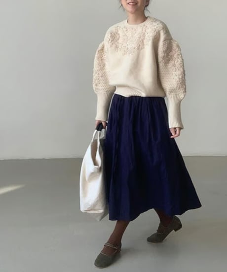 ribbed sleeve knit sweater /2color　FL3109