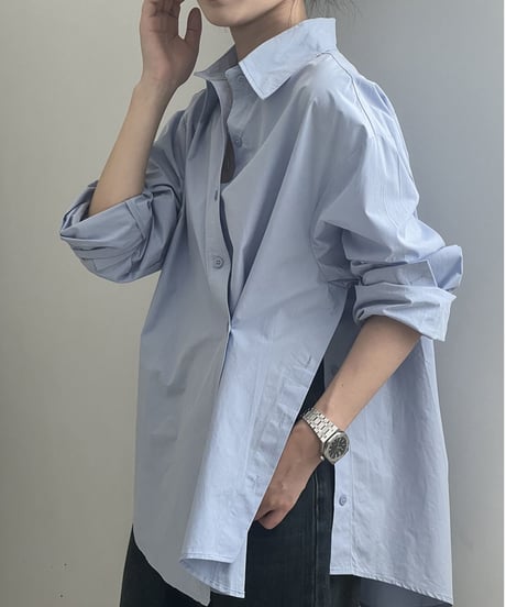 irregular slit diagonal button blouse /2color　FL2807