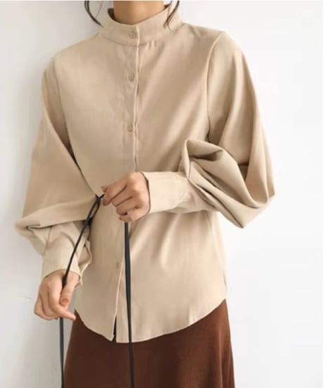 balloon sleeve stand collar shirt /4color　FL3331