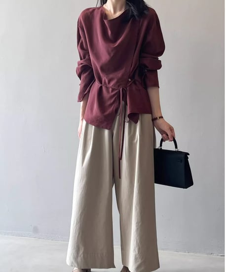 draped wrap style blouse /2color　FL2743