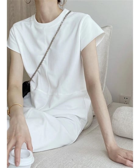 center seam back slit dress /2color　FL2043