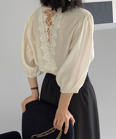 back lace design blouse /2color　FL3423