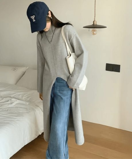 front slit long sweater /2color　FL2583
