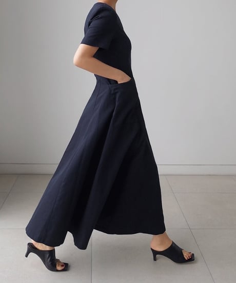 v-neck half sleeve flared dress　FL2149