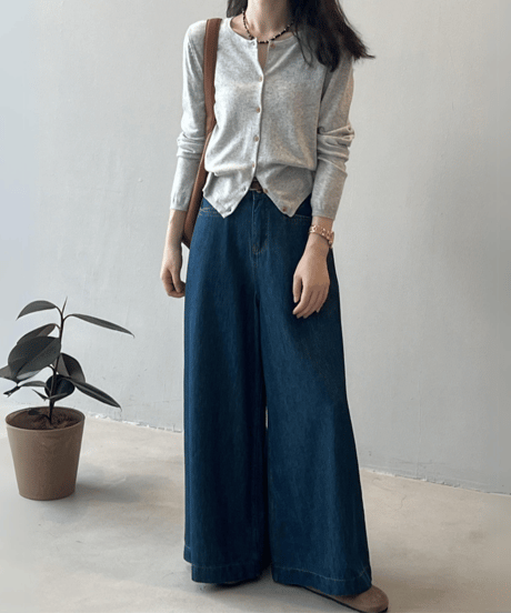 crew neck knit cardigan /5color　FL2819
