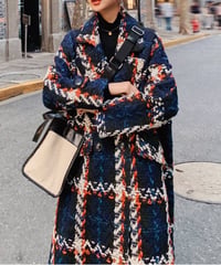 tweed plaid coat　FL2894