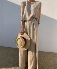 sleeveless top and wide leg pants set　FL2018