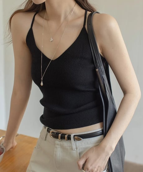 back cross strap rib camisole /4color　FL3326