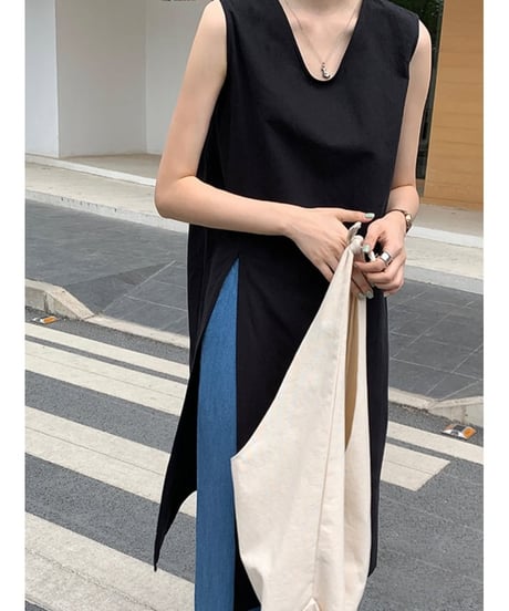 side slit sleeveless shirt /2color　FL2012