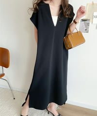 v-cut french sleeve dress /2color　FL2022
