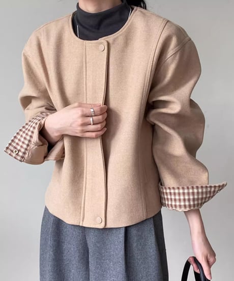 hiyoku collarless jacket /3color　FL2879