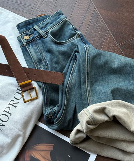 fleece wide denim pants　FL3031
