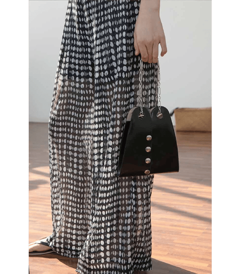 high waist dot chiffon wide pants　FL2142
