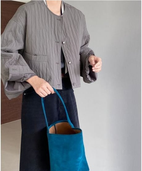 baloon slevve stripe textured blouson /2color　FL2672