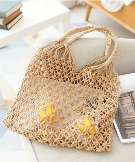 natural braided mesh bag / 3color　FL3446