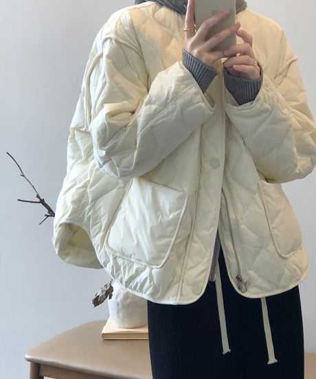 collarless quilted jacket /3color　FL3057