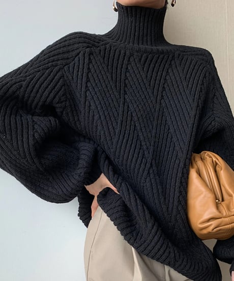 turtle neck loose knit /2color　FL3135