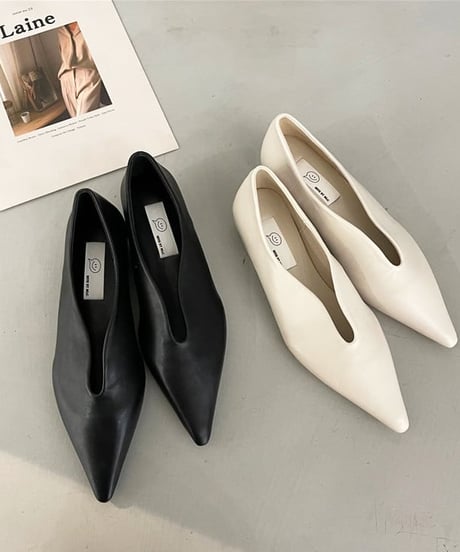 pointed v-cut shoes /3color　FL2210
