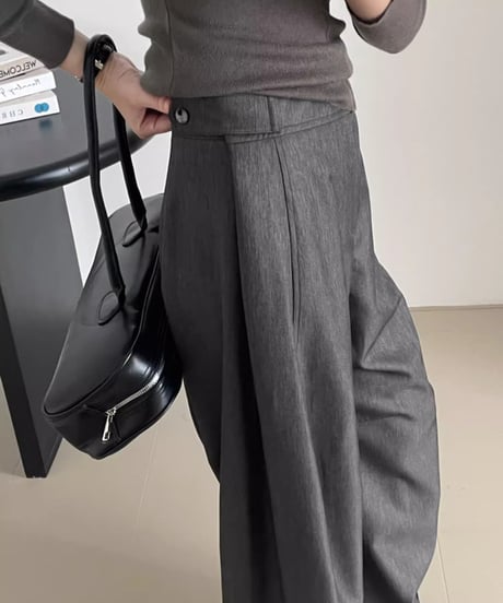 hem button 2way wide pants /2color　FL2764