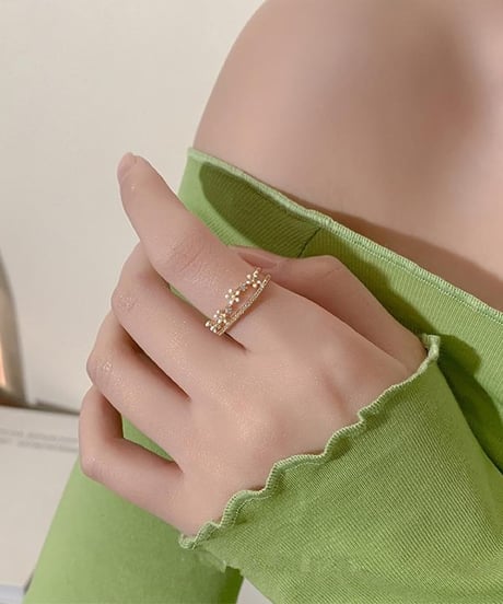 gold flower open ring　FL2186