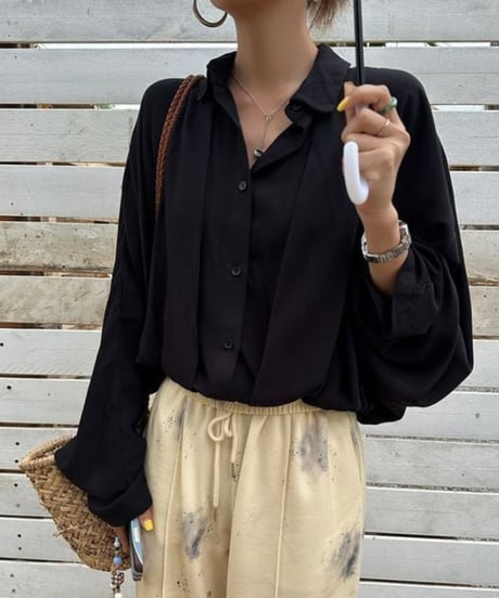 drawstring loose thin shirt /2color　FL2602
