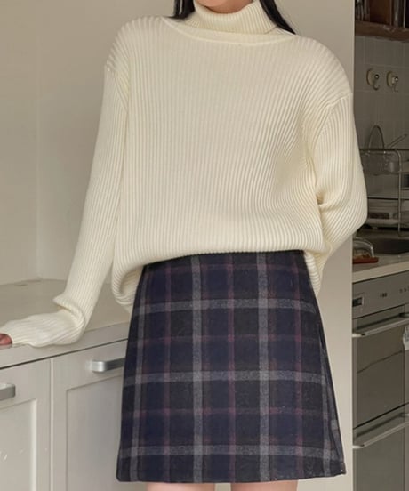 turtleneck ribbed knit /4color　FL3061