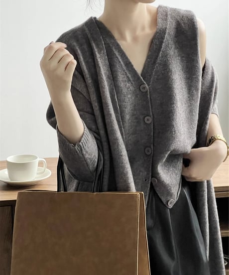 knit vest & cardigan ensemble /5color　FL3070