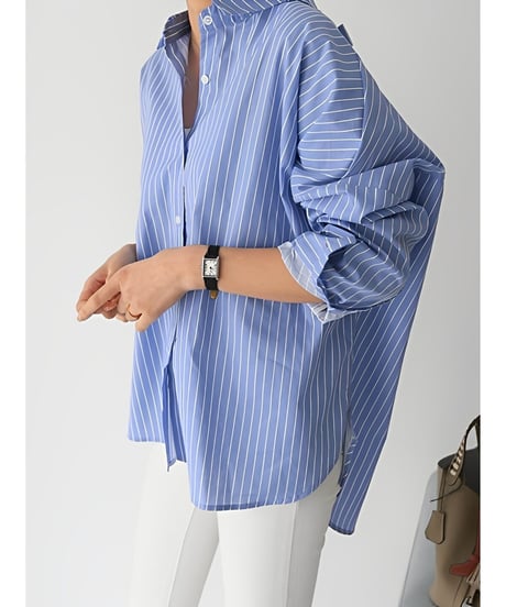back ribbon striped shirt /2color　FL2056