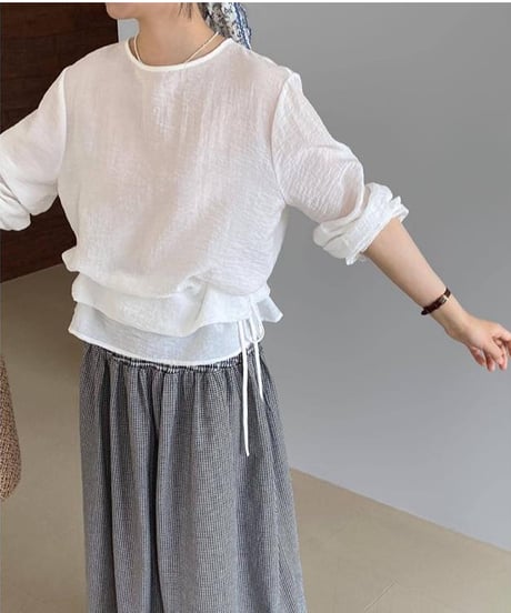 drawstring lace-up blouse /3color　FL3367