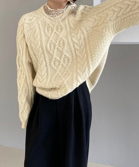 cable knit volume sleeve knit /3color　FL3129