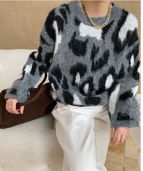 leopard print knit /2color　FL3049