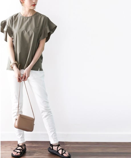 ruffle sleeve crew neck blouse /5color　FL3640
