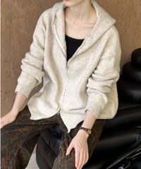 double zip knit hoodie /4color　FL2847