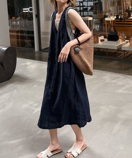 v-neck sleeveless dress /4color  FL3430