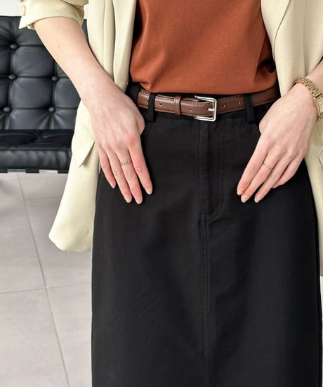 back slit long denim skirt /3color　FL2803
