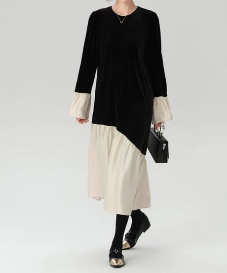 bicolor velvet flare op　FL2965