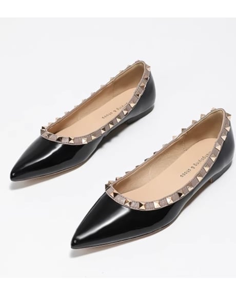 Pointed toe studs flat shoes /4colors　FL2909