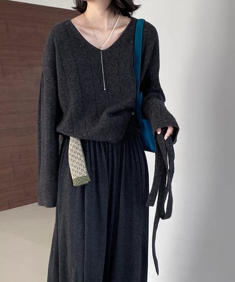 wool loose knit w/belt /2color　FL2940