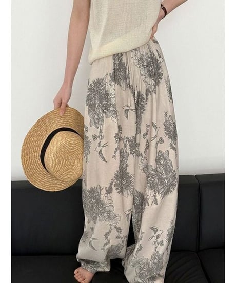botanical printed wide pants /2color　FL3653