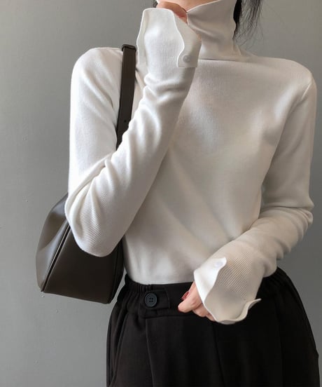 ribbed knit high-neck tops /7color　FL2631