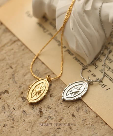 oval star retro pendant w/neckchain　FL3066