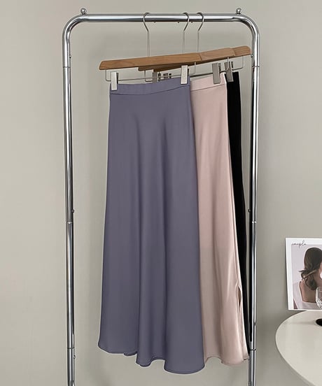 side slit satin long skirt /3color　FL2713