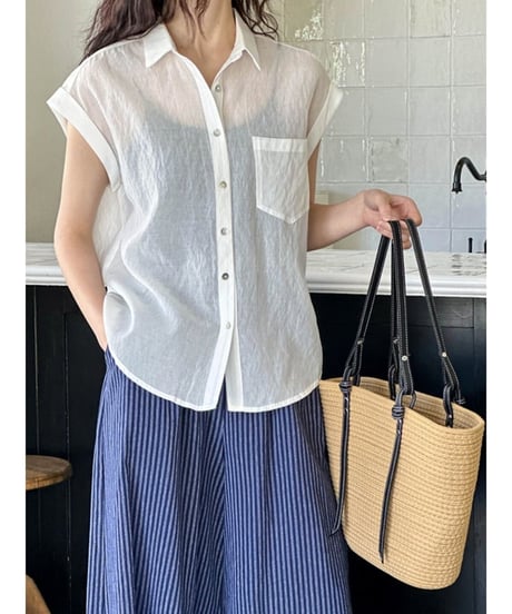 french sleeve sheer shirt /2color　FL2035