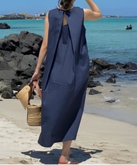 back tuck design sleeveless flare dress　FL3398
