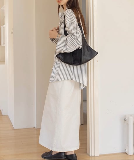 cotton narrow maxi skirt /2color　FL3318