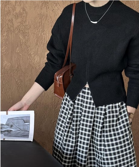 half-zip long sleeve knit /3color　FL2769