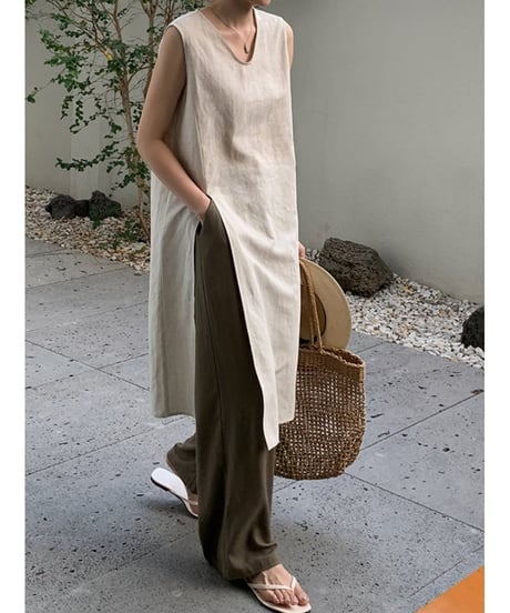 side slit sleeveless shirt /2color　FL2012